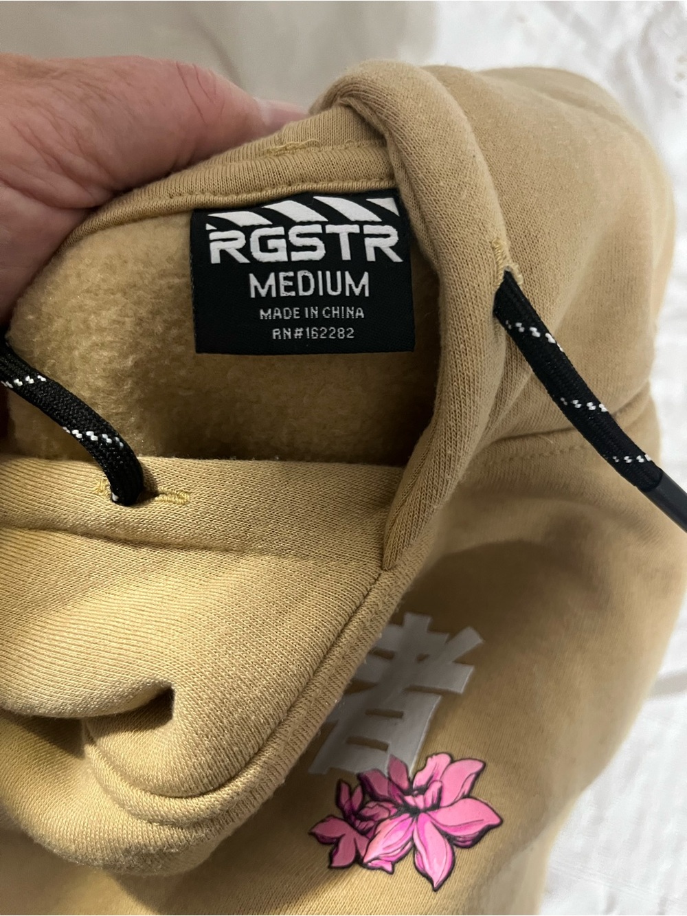 Khaki Hoodie with Pink Floral Kanji Graphic - Women Other - Picture 4 of 7